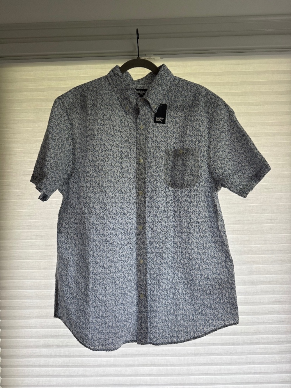 Men's Short Sleeve Seersucker Shirt Lands End Mens L NWT